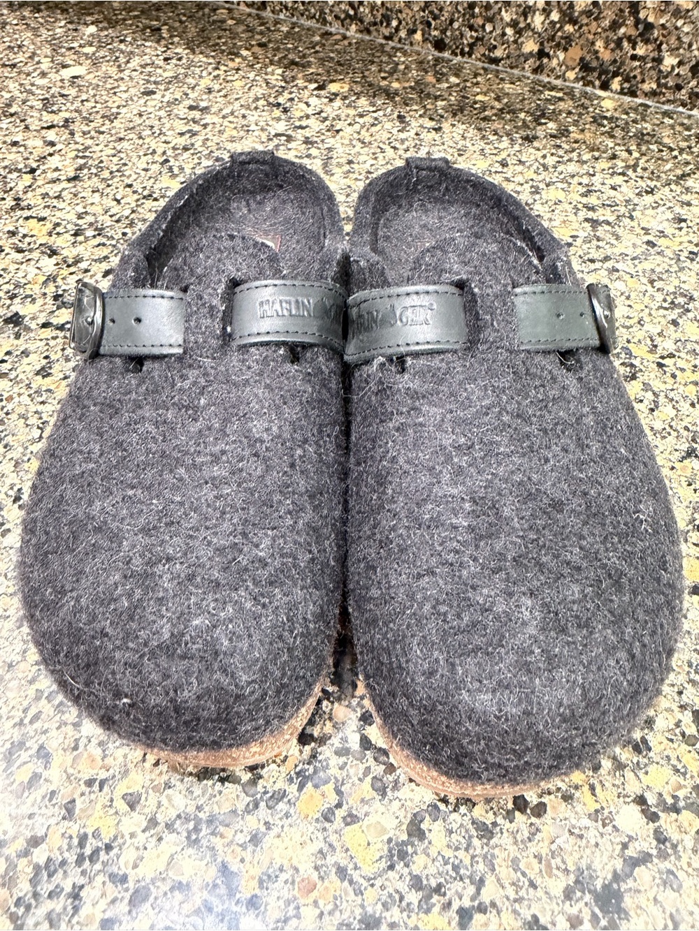 Haflinger size 41 Wool Felt Slip-On Clog - Dark Gray